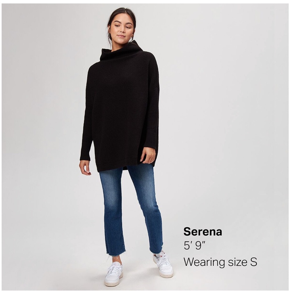 Free People Black Oversized Turtleneck Sweater